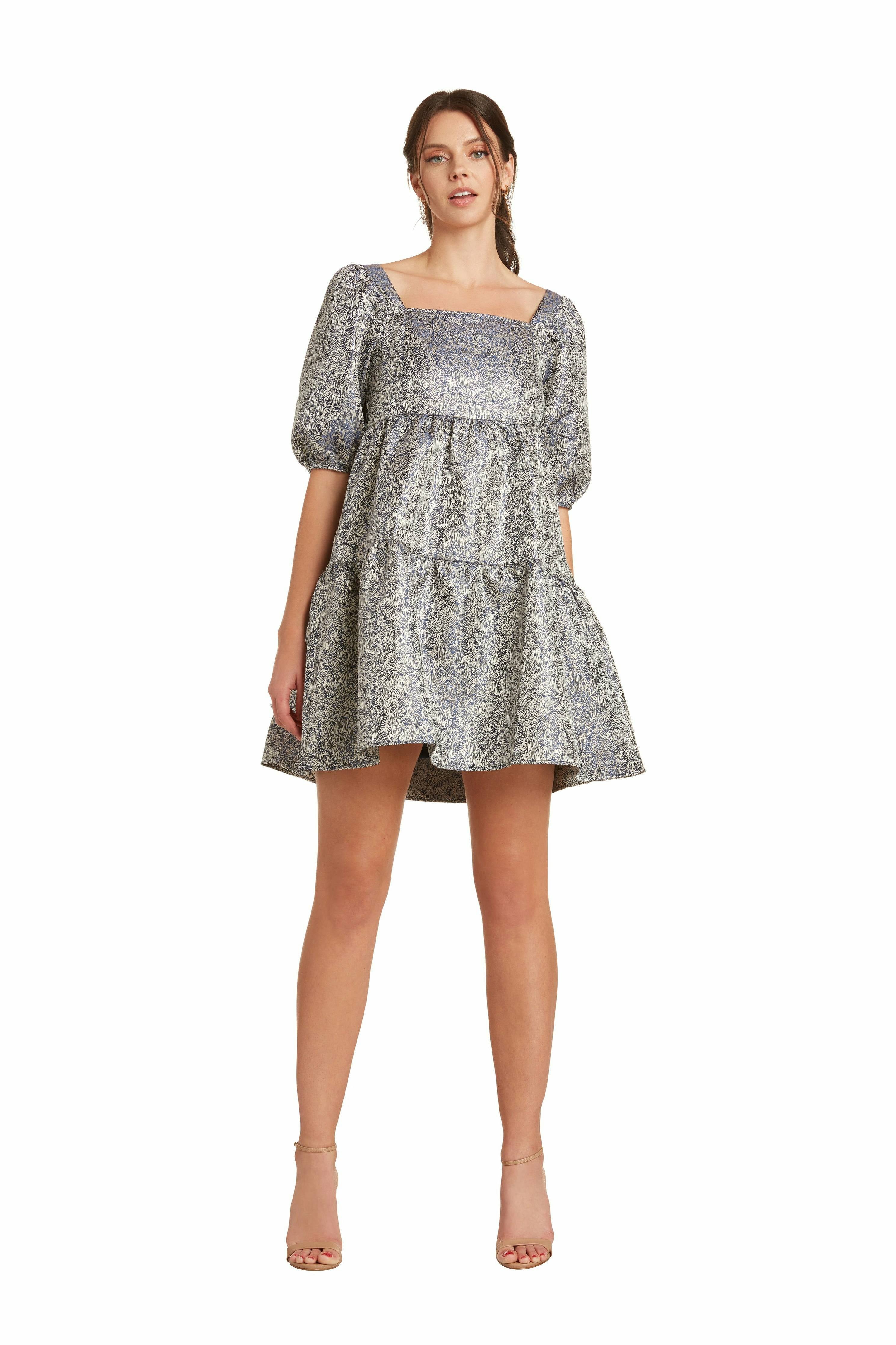 Silver Tiered Peasant Dress Silver Tiered Peasant Dress