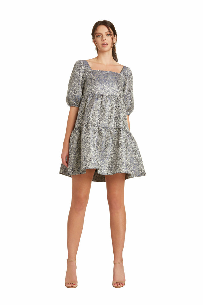 Silver Tiered Peasant Dress