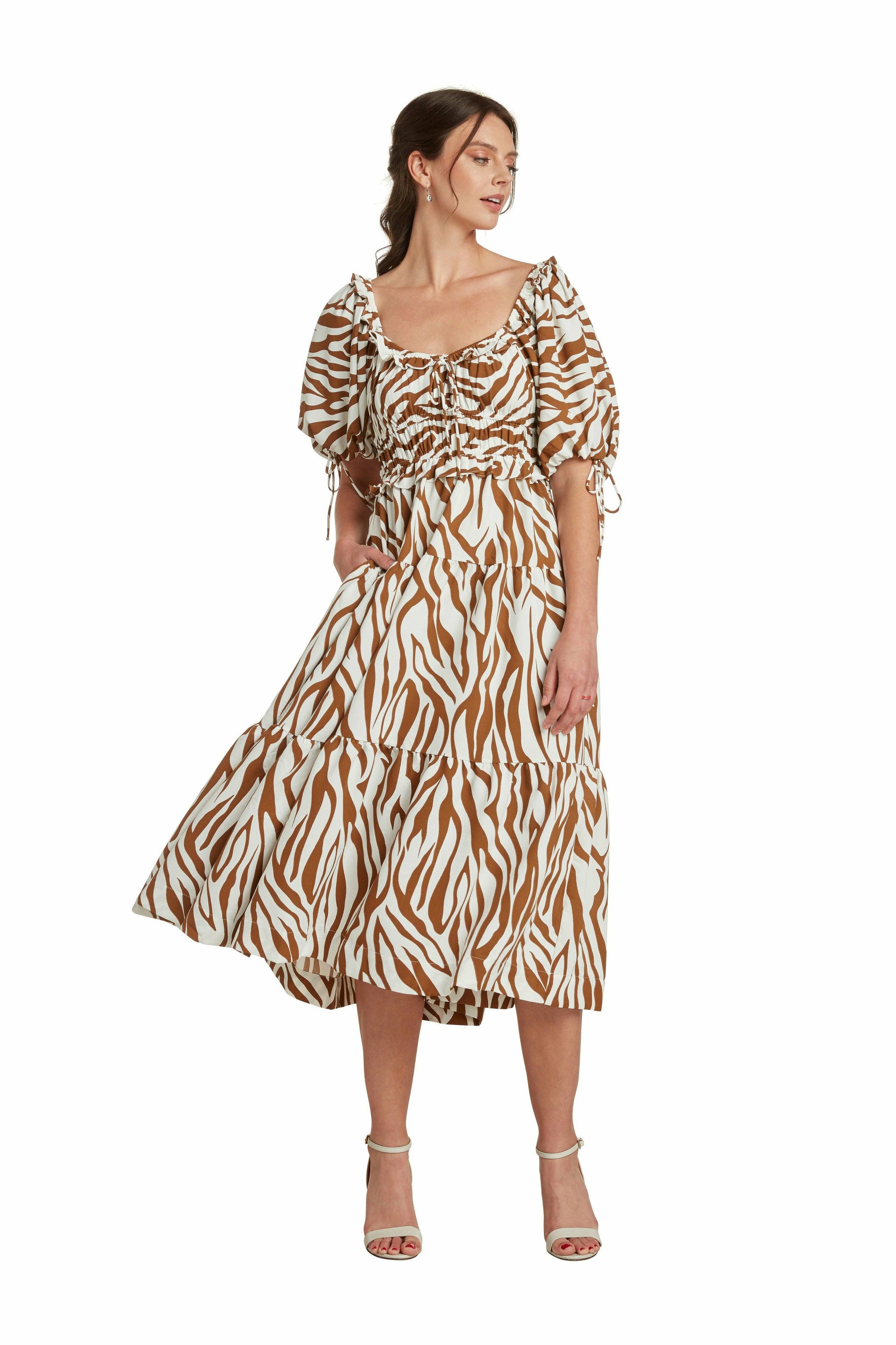 Cream And Brown Prairie Dress
